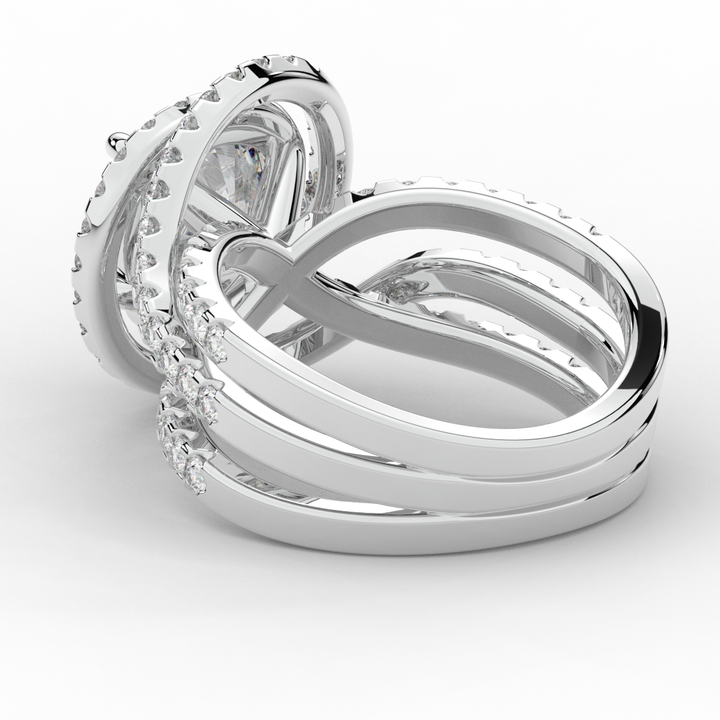 3.90CT.TW ROUND LAB DIAMOND TWIST HALO ENGAGEMENT RING - Nazarelle