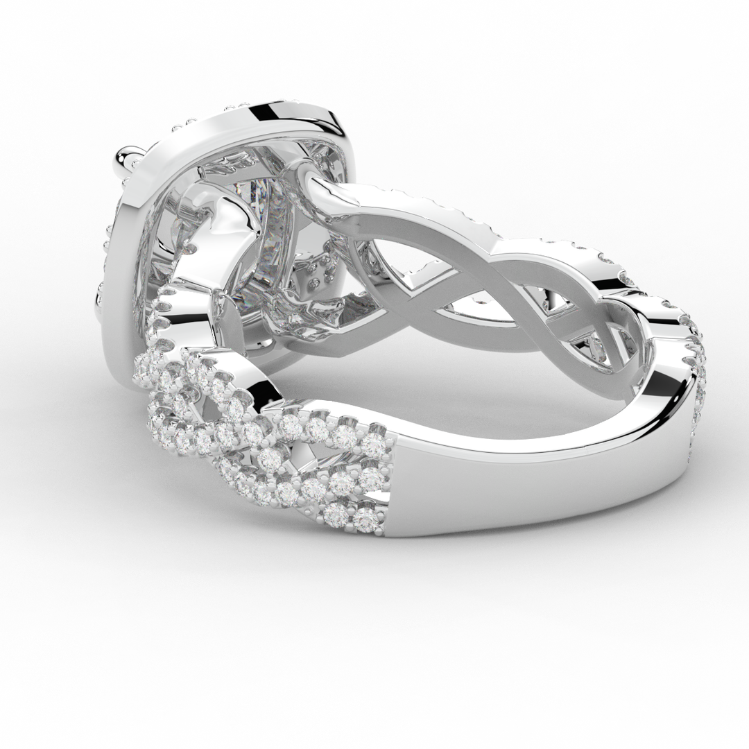 2.70CT.TW CUSHION LAB DIAMOND HALO TRIPLE TWIST ENGAGEMENT RING - Nazarelle