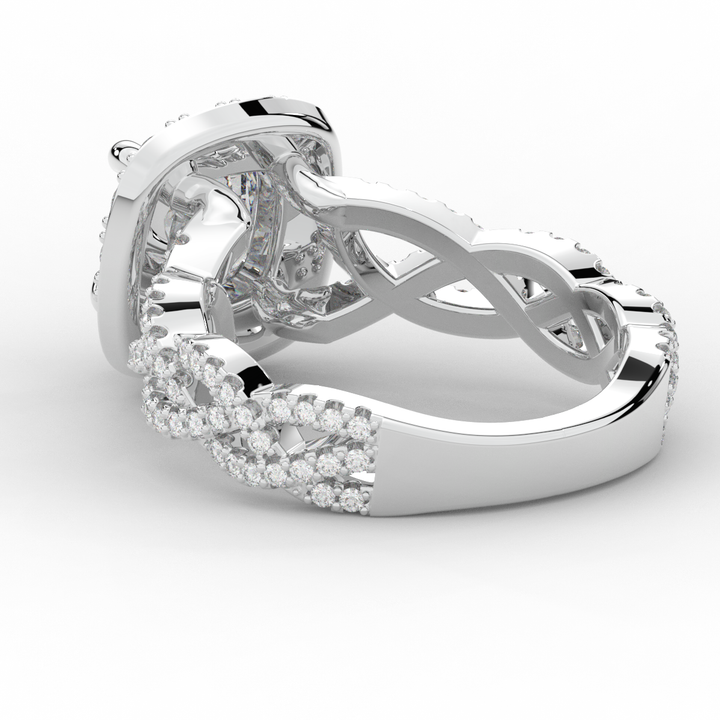 2.70CT.TW CUSHION LAB DIAMOND HALO TRIPLE TWIST ENGAGEMENT RING - Nazarelle