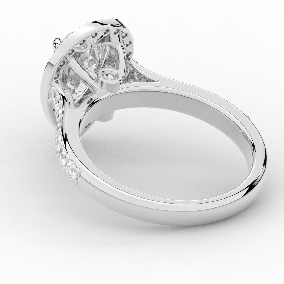 2.50CT.TW PEAR LAB DIAMOND HALO ENGAGEMENT RING - Nazarelle