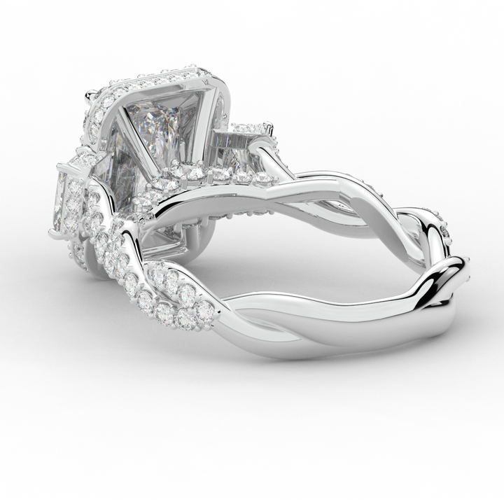 4.70CT.TW RADIANT LAB DIAMOND 3 STONE ENGAGEMENT RING - Nazarelle