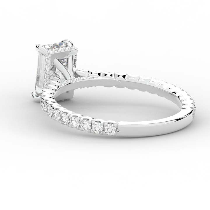 2.10CT.TW EMERALD CUT LAB DIAMOND UNDERHALO SOLITAIRE ENGAGEMENT RING - Nazarelle