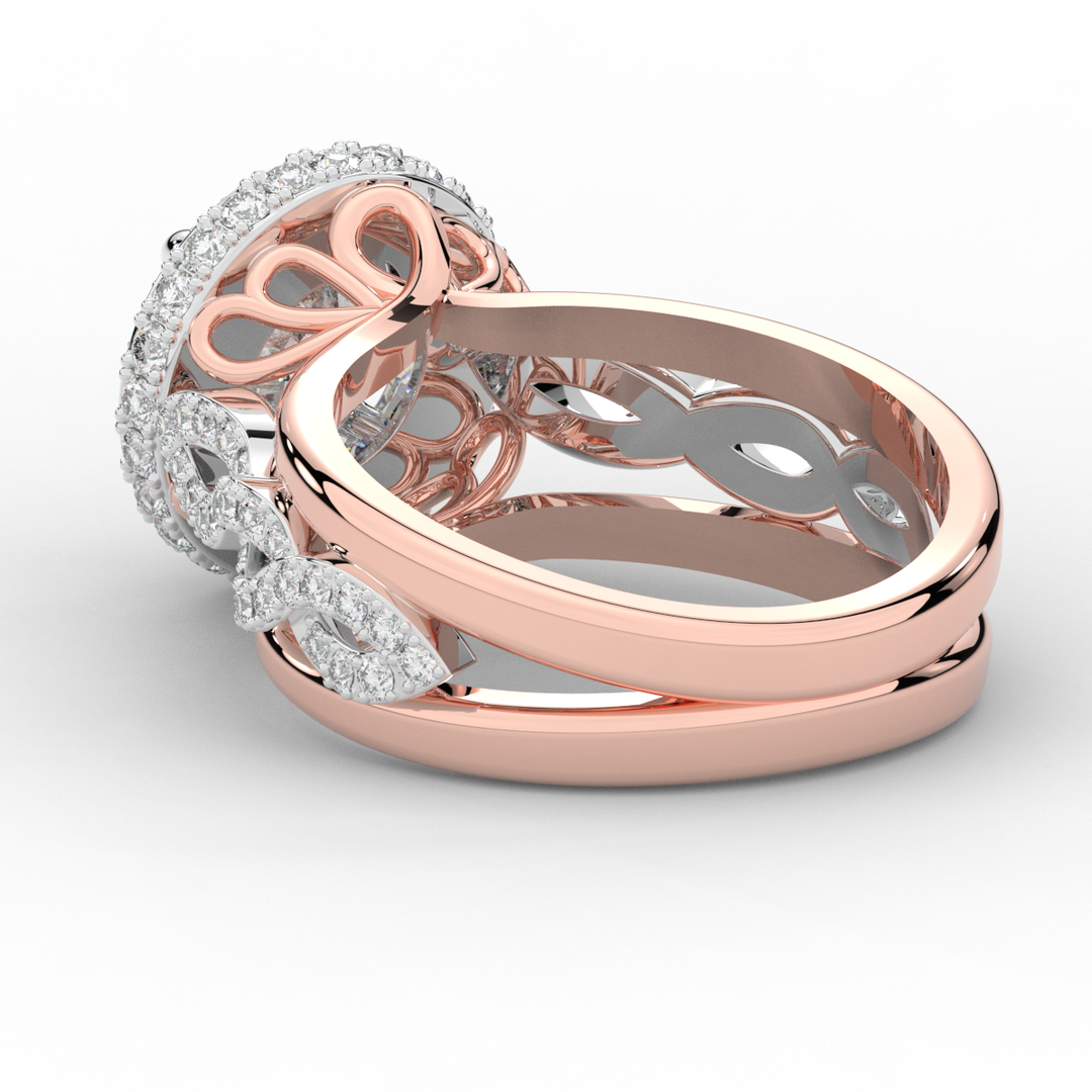 2.85CT.TW ROUND LAB DIAMOND HALO TWO TONE ENGAGEMENT RING - Nazarelle