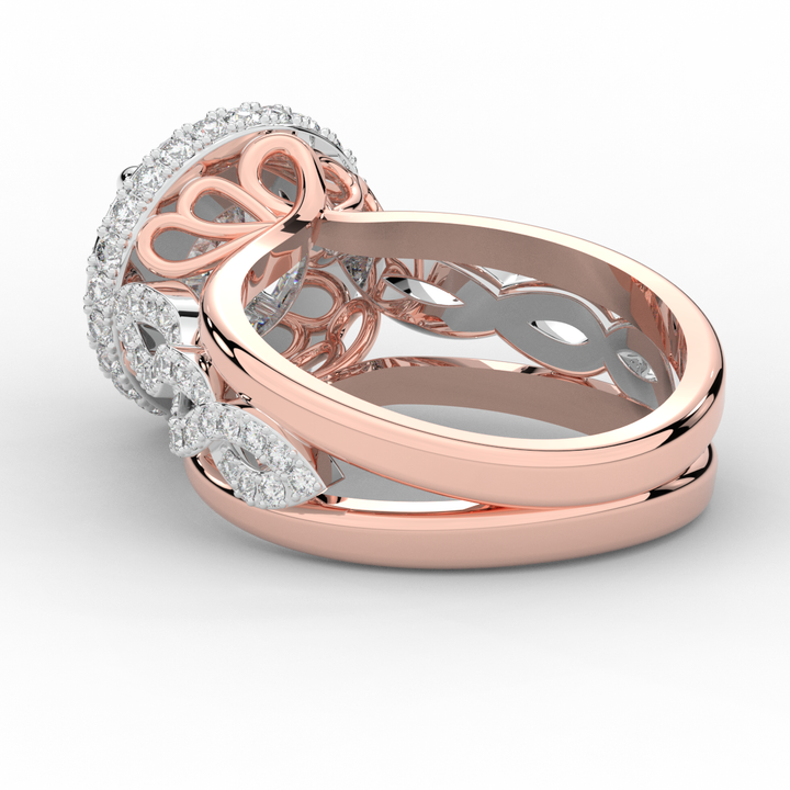2.85CT.TW ROUND LAB DIAMOND HALO TWO TONE ENGAGEMENT RING - Nazarelle