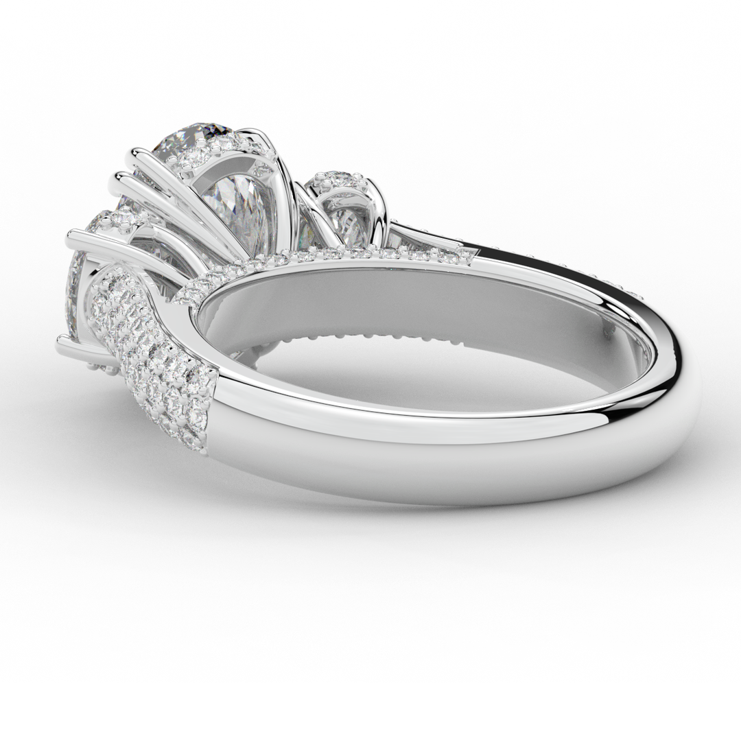 3.70CT.TW OVAL LAB DIAMOND 3 STONE ENGAGEMENT RING - Nazarelle