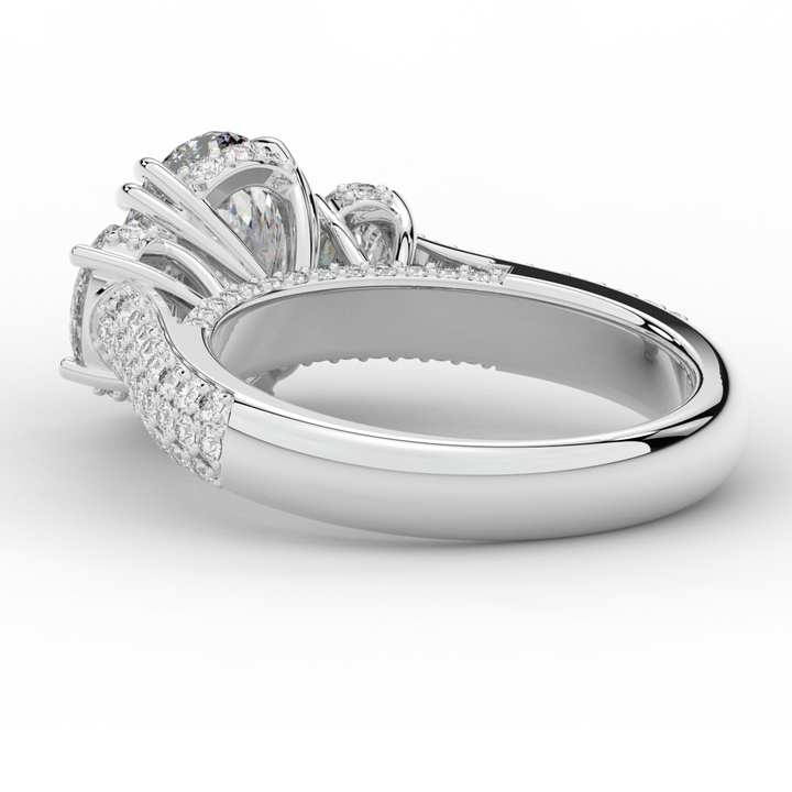 3.70CT.TW OVAL LAB DIAMOND 3 STONE ENGAGEMENT RING - Nazarelle