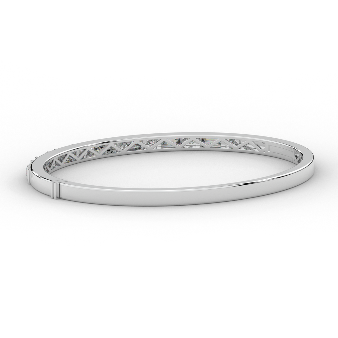 2.75CT.TW ROUND AND EMERALD CUT LAB DIAMOND SHARED PRONG BANGLE - Nazarelle