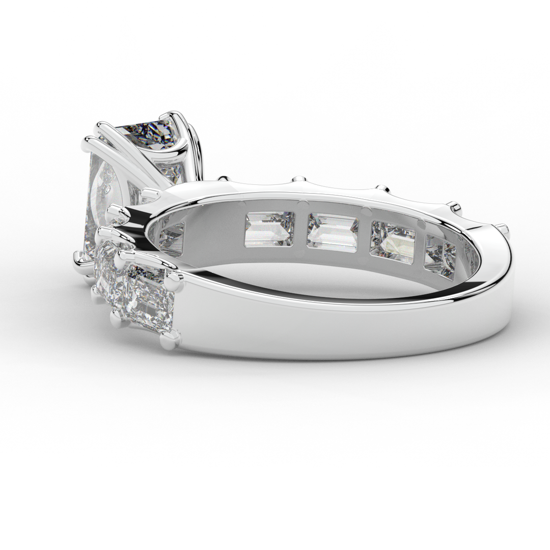 3.75CT.TW EMERALD CUT LAB DIAMOND SOLITAIRE ENGAGEMENT RING - Nazarelle