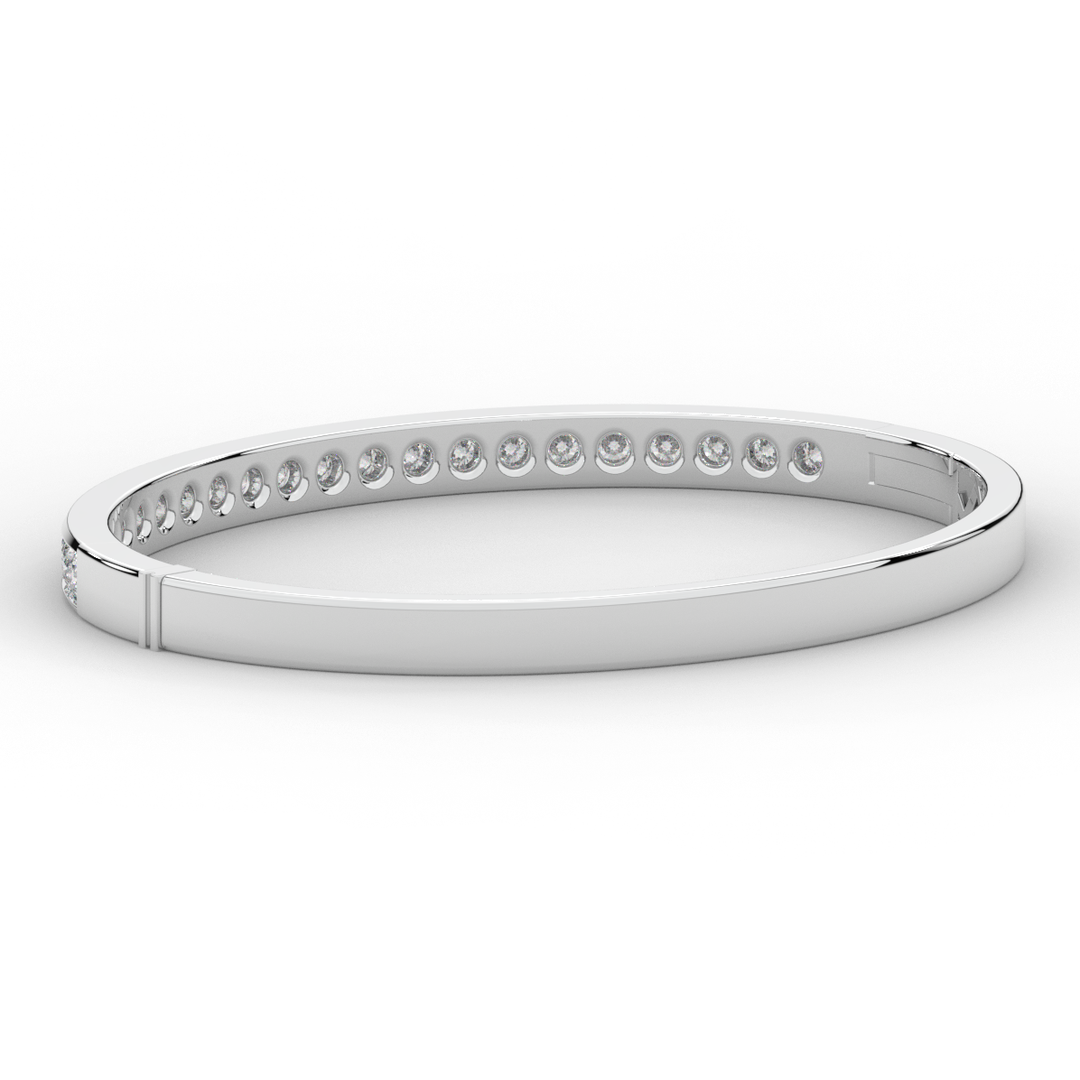 2.75CT.TW ROUND LAB CHANNEL SET DIAMOND BANGLE - Nazarelle