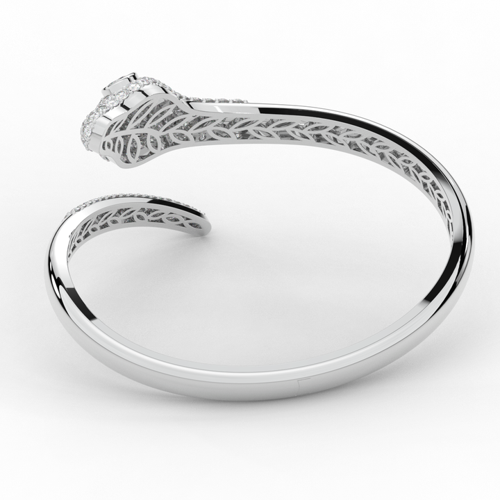 3.75CT.TW ROUND AND PEAR LAB DIAMOND SNAKE BANGLE - Nazarelle