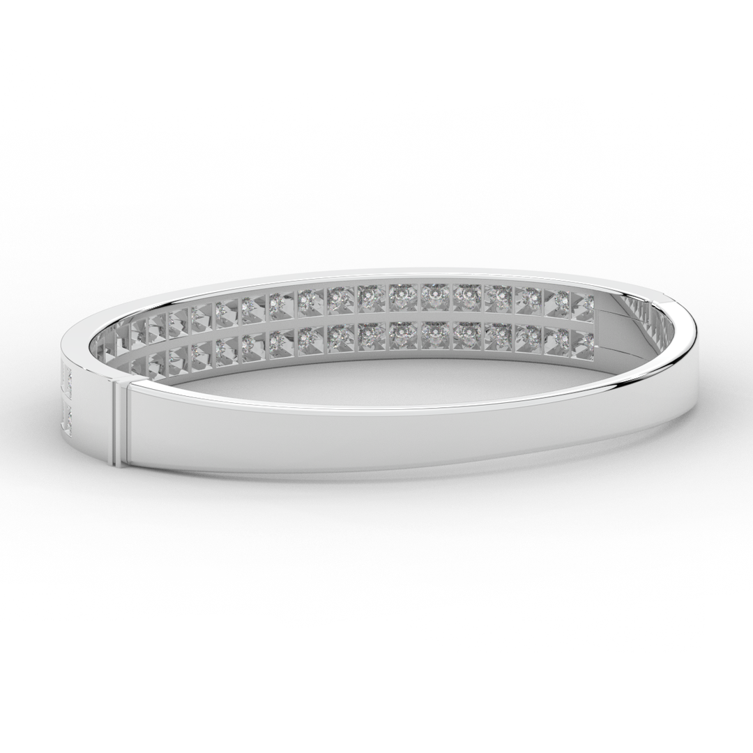 2.00CT.TW ROUND LAB TWO ROW DIAMOND BANGLE - Nazarelle