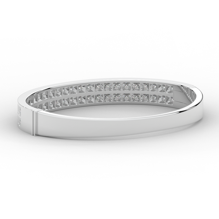 2.00CT.TW ROUND LAB TWO ROW DIAMOND BANGLE - Nazarelle