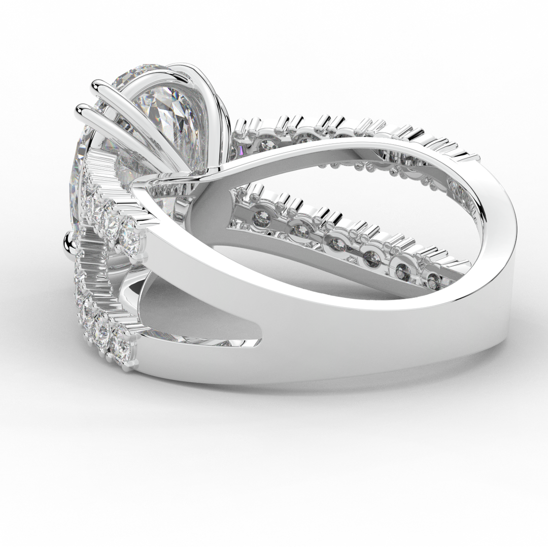 3.75CT.TW OVAL LAB DIAMOND SPLIT BAND ENGAGEMENT RING - Nazarelle