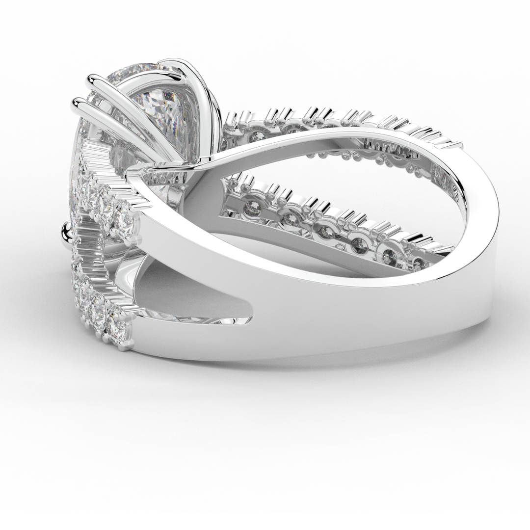 3.75CT.TW CUSHION LAB DIAMOND SPLIT BAND ENGAGEMENT RING - Nazarelle