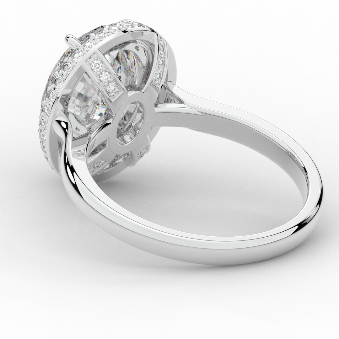 4.40CT.TW OVAL LAB DIAMOND HALO ENGAGEMENT RING - Nazarelle