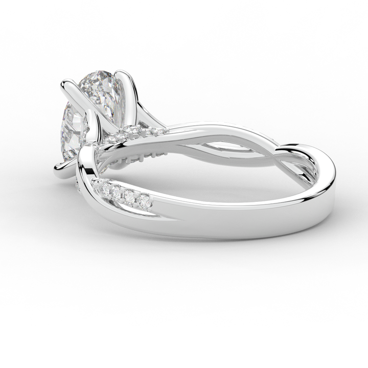 1.70CT.TW OVAL LAB DIAMOND TWIST BAND ENGAGEMENT RING - Nazarelle