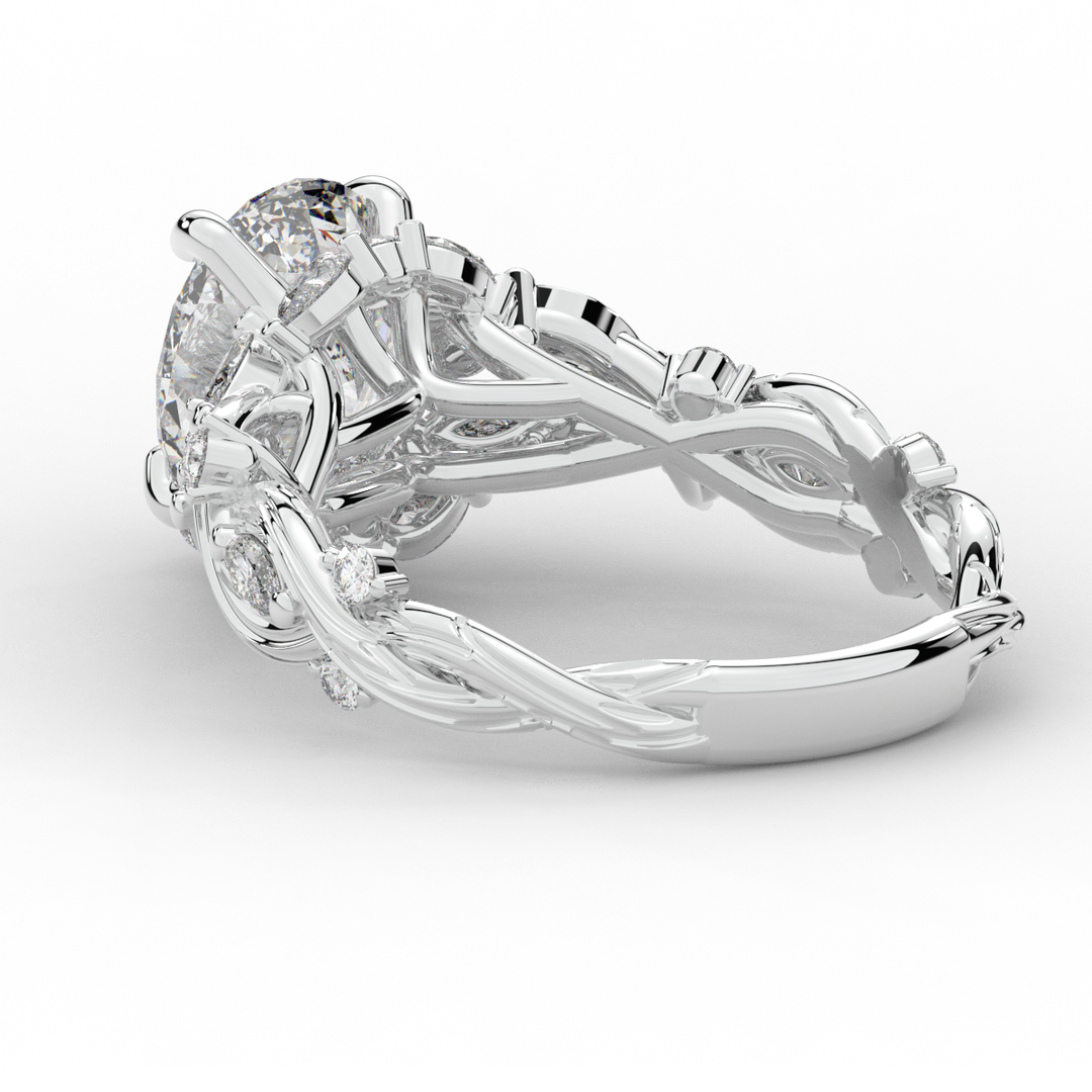 2.60CT.TW OVAL LAB DIAMOND STYLIZED VINE AND TREE BARK FINISH ENGAGEMENT RING - Nazarelle