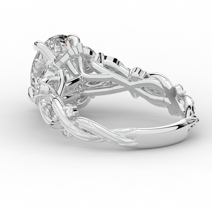 2.60CT.TW OVAL LAB DIAMOND STYLIZED VINE AND TREE BARK FINISH ENGAGEMENT RING - Nazarelle
