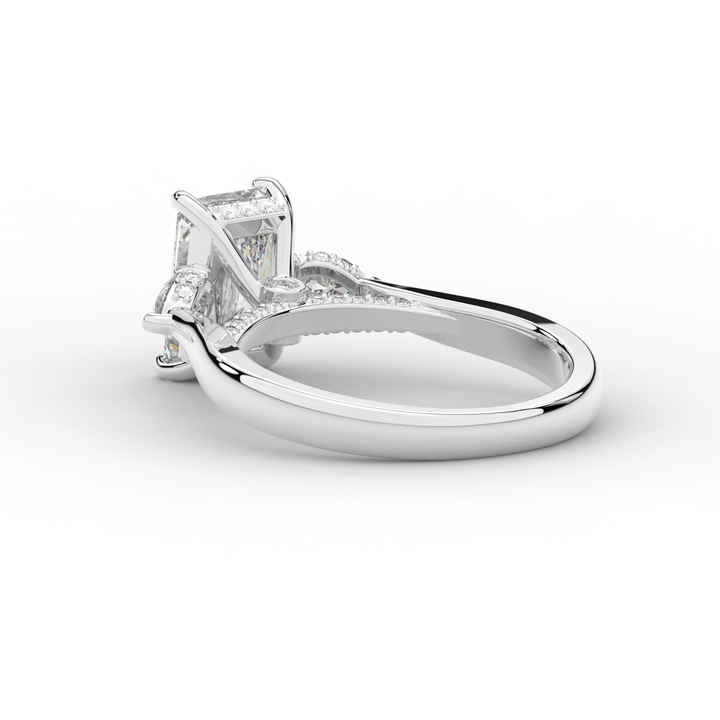 2.40CT.TW RADIANT LAB DIAMOND 3 STONE ENGAGEMENT RING - Nazarelle
