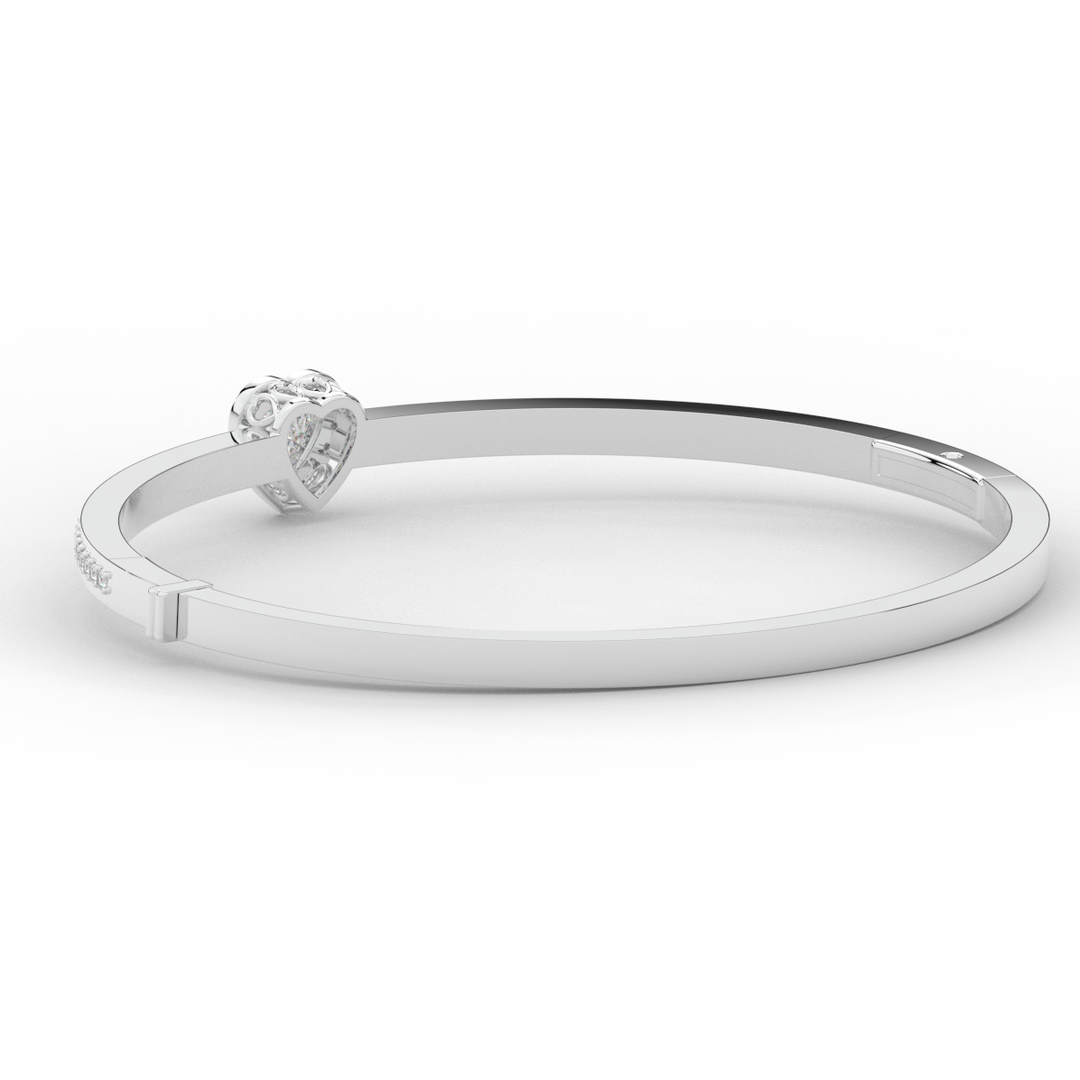 1.65CT.TW HEART AND ROUND LAB DIAMOND  BANGLE - Nazarelle