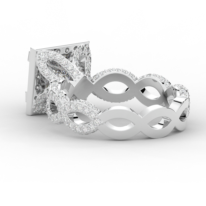 2.40CT.TW PRINCESS LAB DIAMOND HALO ENGAGEMENT RING - Nazarelle
