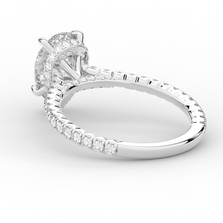 2.50CT.TW PEAR LAB DIAMOND UNDERHALO SOLITAIRE ENGAGEMENT RING - Nazarelle