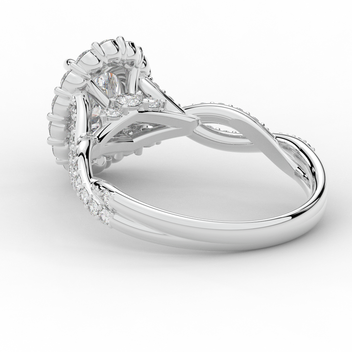 1.75CT.TW OVAL LAB DIAMOND HALO TWIST BAND ENGAGEMENT RING - Nazarelle