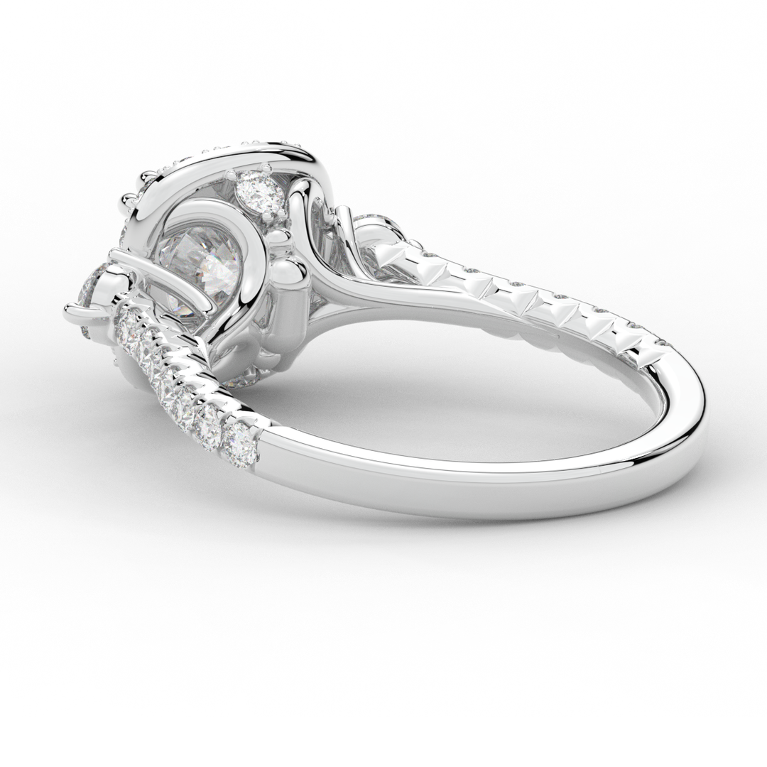 1.75CT.TW ROUND LAB DIAMOND HALO ENGAGEMENT RING - Nazarelle