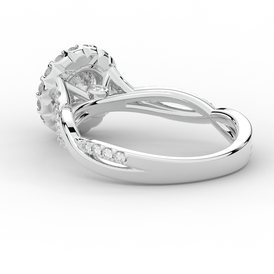 1.35CT.TW ROUND LAB DIAMOND HALO TWIST BAND ENGAGEMENT RING - Nazarelle