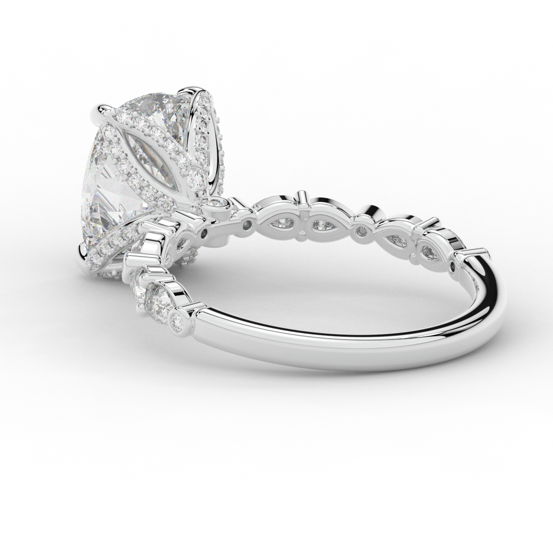 3.60CT.TW CUSHION LAB DIAMOND SOLITAIRE ENGAGEMENT RING - Nazarelle