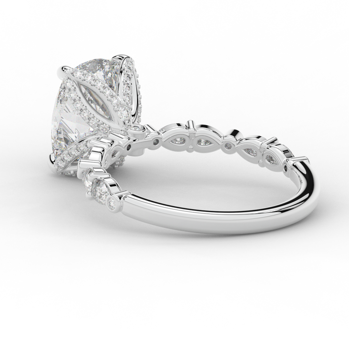 3.60CT.TW CUSHION LAB DIAMOND SOLITAIRE ENGAGEMENT RING - Nazarelle