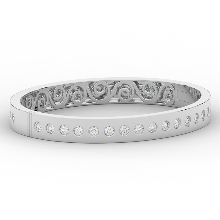 4.50CT.TW ROUND LAB DIAMOND ETERNITY BEZEL SET BANGLE - Nazarelle