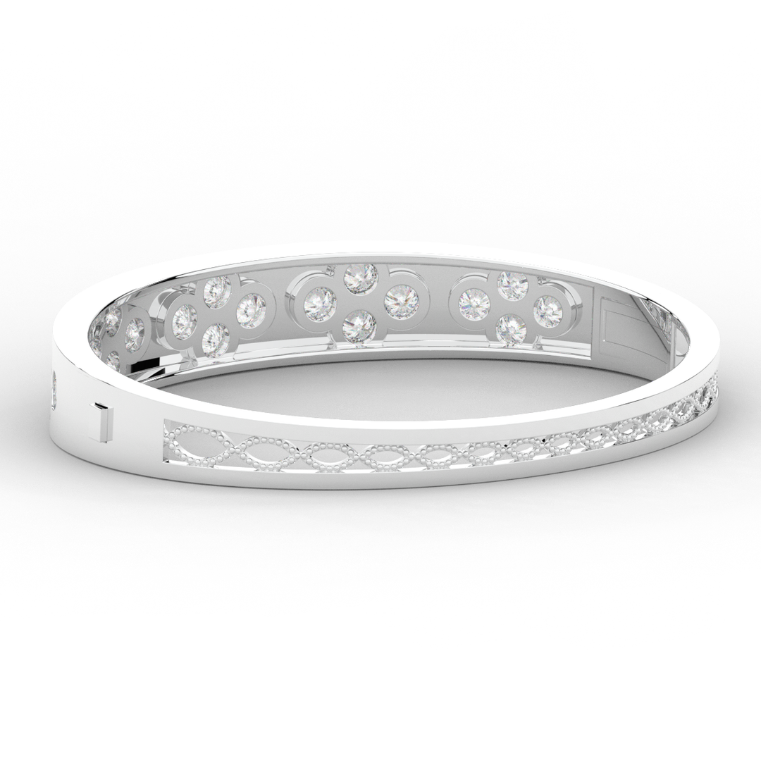 4.10CT.TW ROUND LAB DIAMOND BEZEL SET BANGLE - Nazarelle