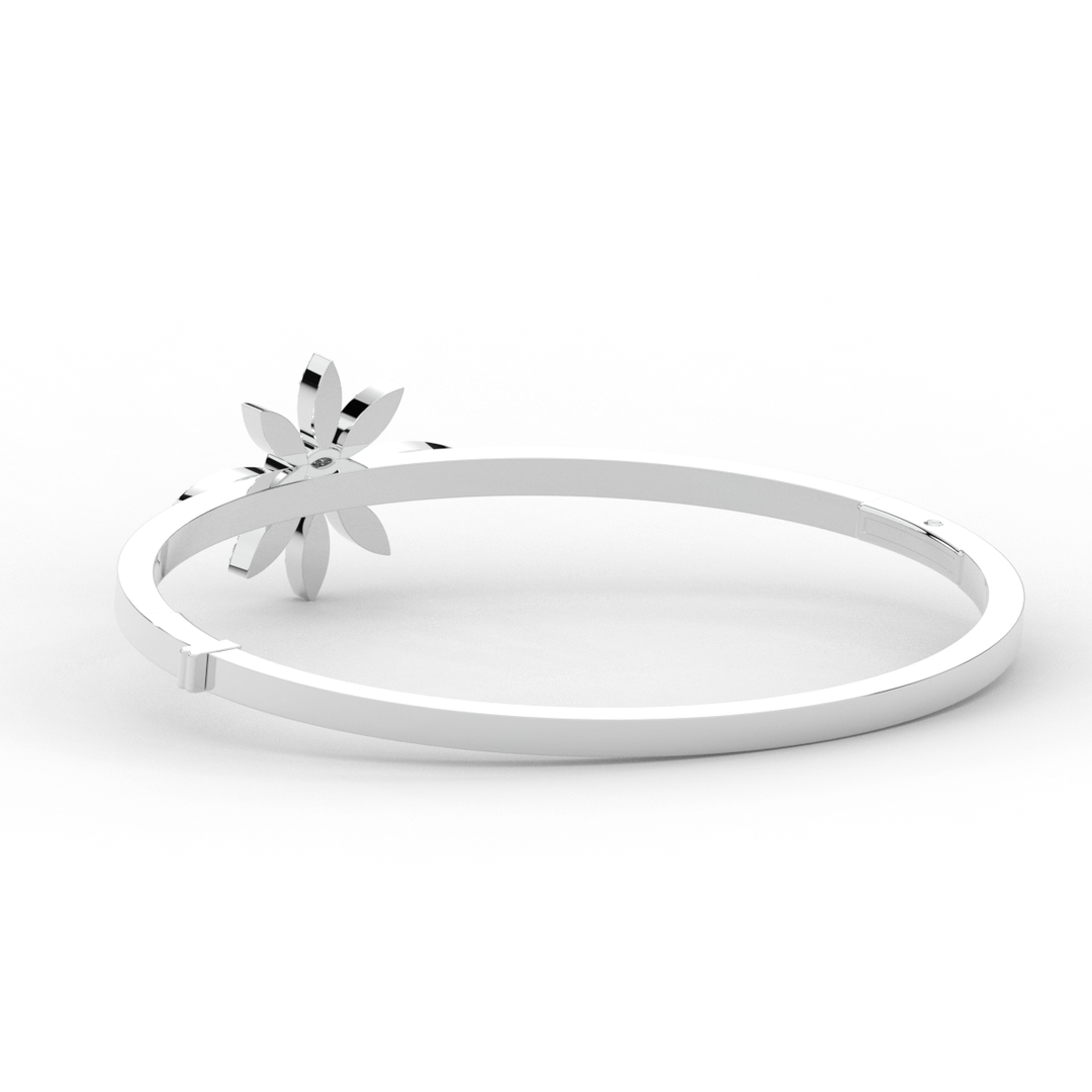 0.40CT.TW ROUND LAB BEZEL AND PRONG SET FLOWER DIAMOND BANGLE - Nazarelle