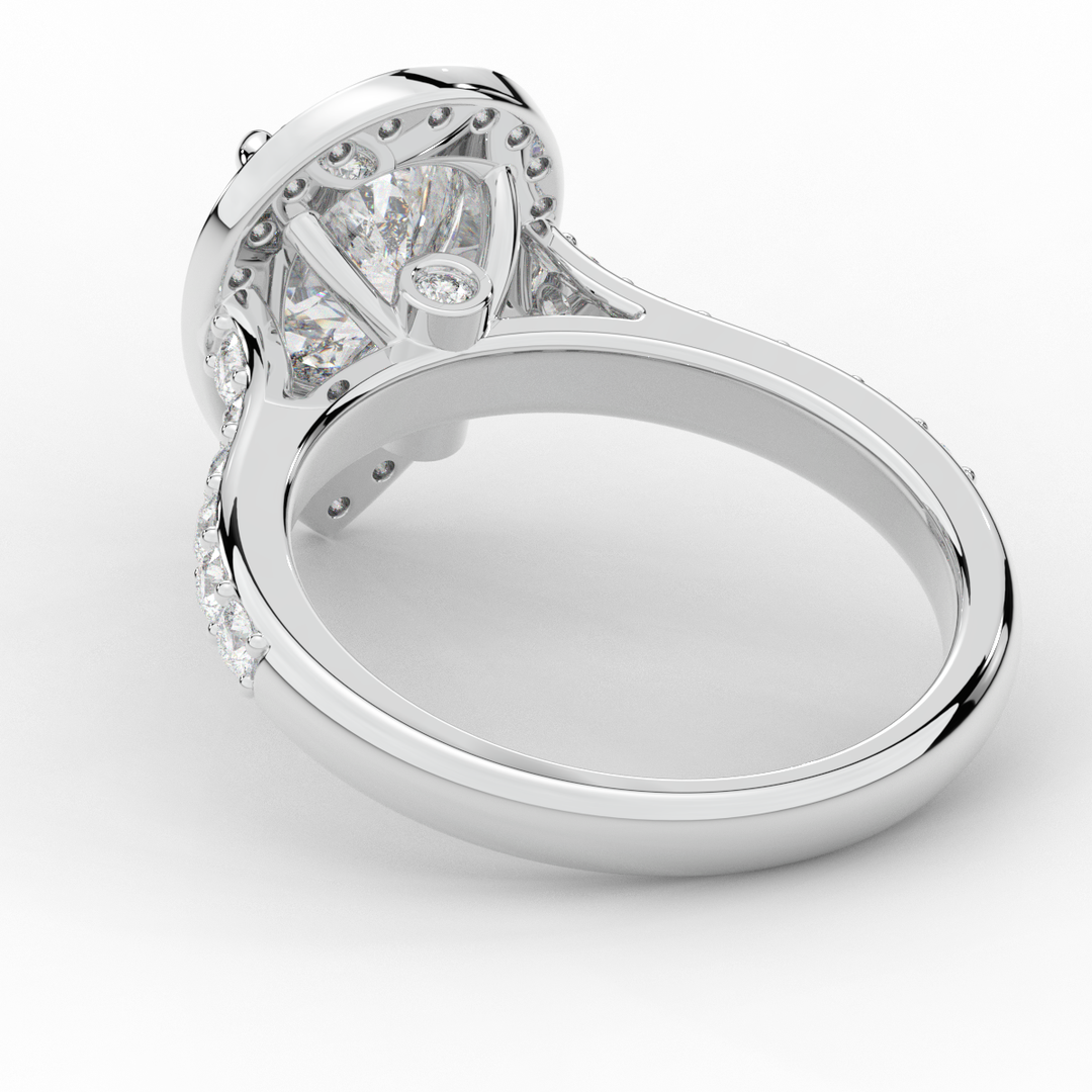 2.50CT.TW PEAR LAB DIAMOND HALO ENGAGEMENT RING - Nazarelle