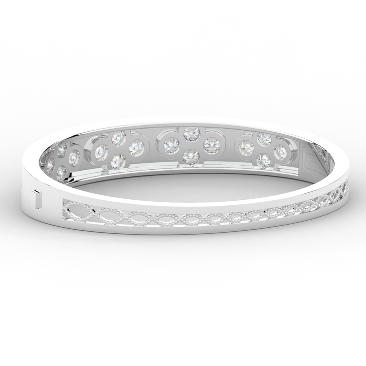 4.10CT.TW ROUND LAB DIAMOND BEZEL SET BANGLE - Nazarelle