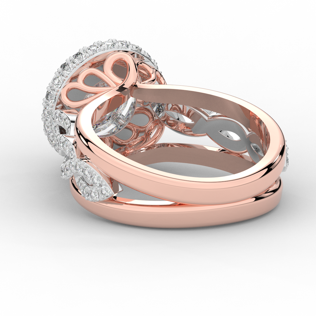 2.85CT.TW ROUND LAB DIAMOND HALO TWO TONE ENGAGEMENT RING - Nazarelle