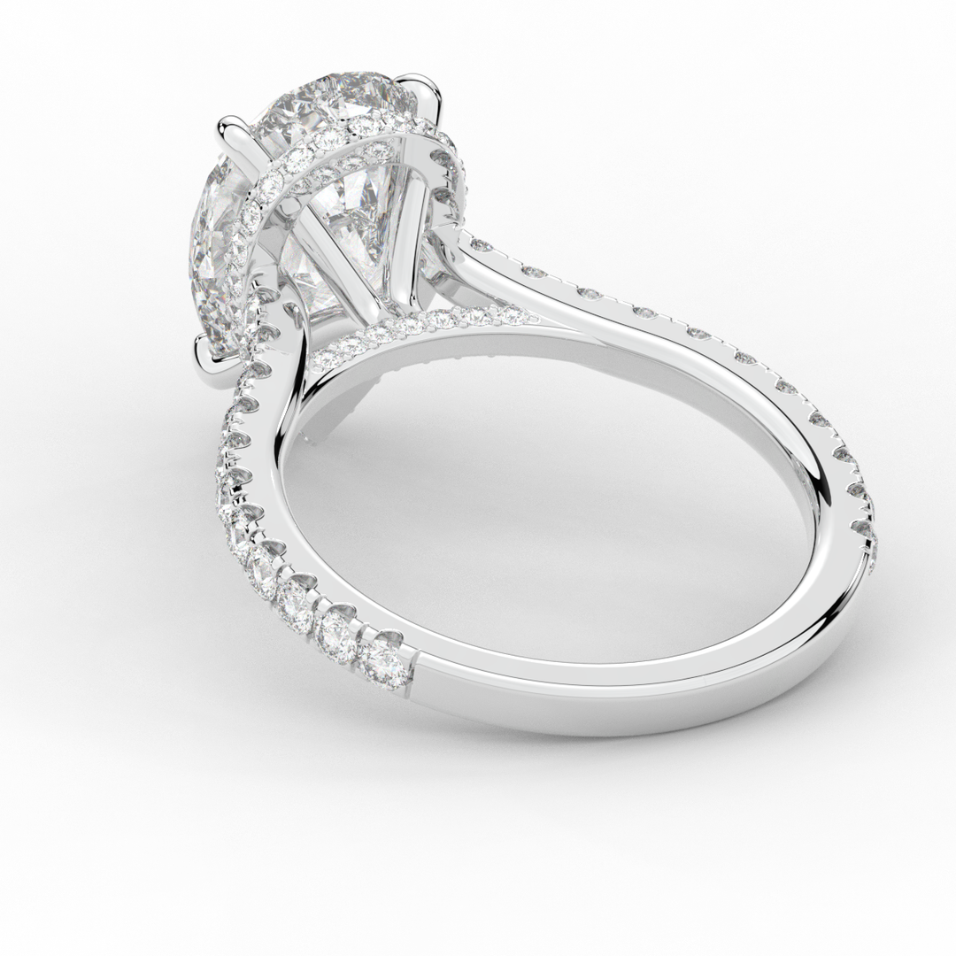 4.60CT.TW PEAR LAB DIAMOND UNDERHALO SOLITAIRE ENGAGEMENT RING - Nazarelle