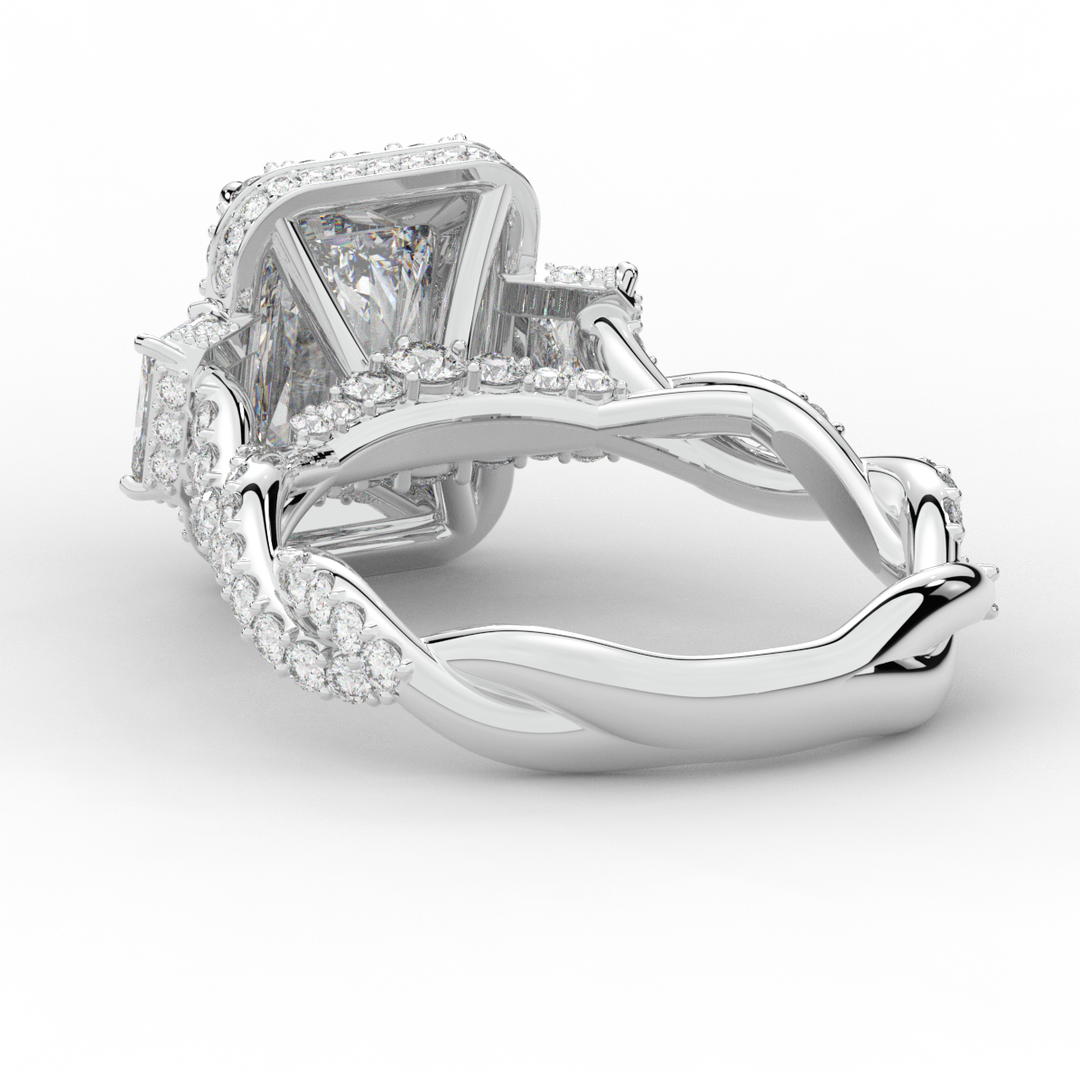 4.70CT.TW RADIANT LAB DIAMOND 3 STONE ENGAGEMENT RING - Nazarelle