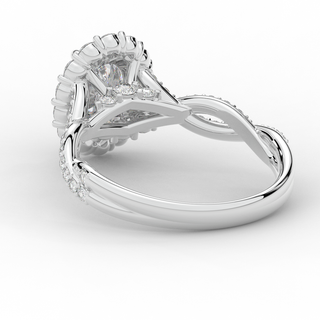 1.75CT.TW OVAL LAB DIAMOND HALO TWIST BAND ENGAGEMENT RING - Nazarelle