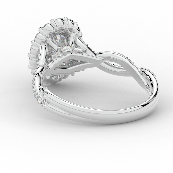1.75CT.TW OVAL LAB DIAMOND HALO TWIST BAND ENGAGEMENT RING - Nazarelle