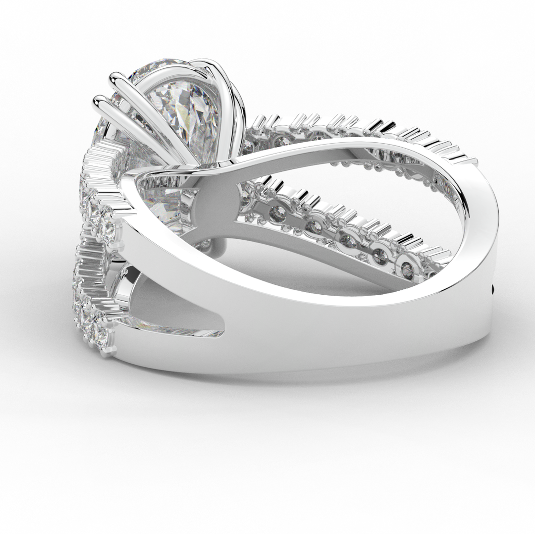 3.75CT.TW OVAL LAB DIAMOND SPLIT BAND ENGAGEMENT RING - Nazarelle