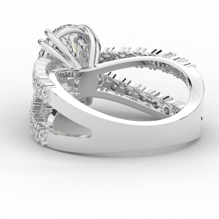 3.75CT.TW OVAL LAB DIAMOND SPLIT BAND ENGAGEMENT RING - Nazarelle