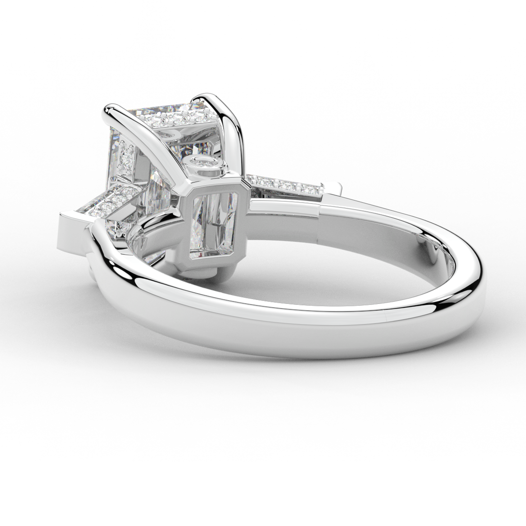 3.45CT.TW RADIANT LAB DIAMOND 3 STONE ENGAGEMENT RING - Nazarelle