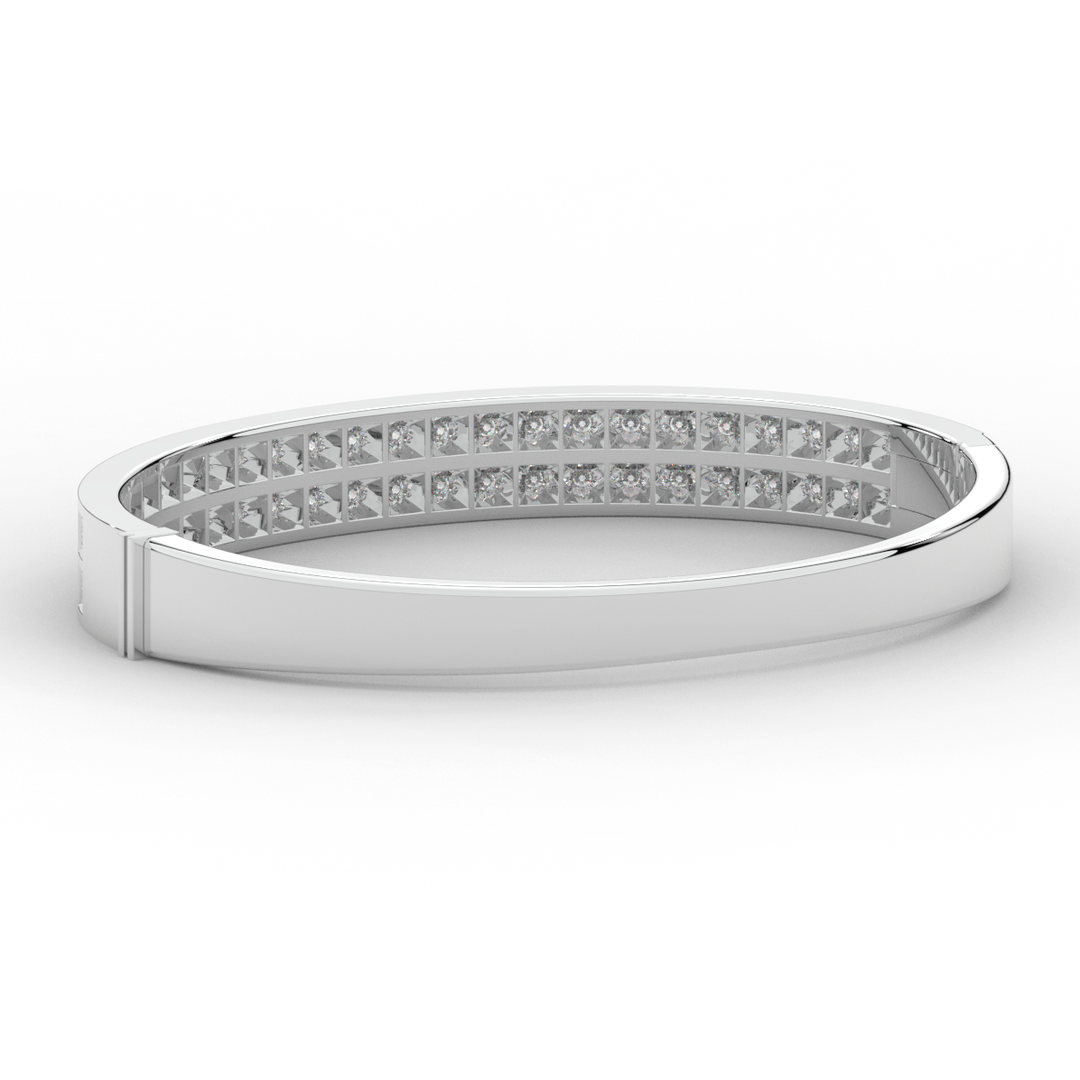 2.00CT.TW ROUND LAB TWO ROW DIAMOND BANGLE - Nazarelle