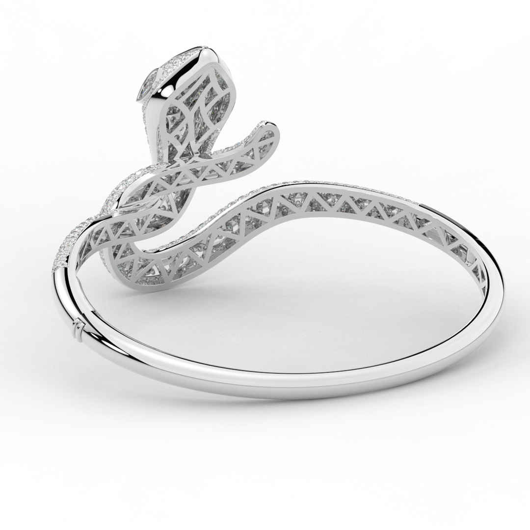 4.90CT.TW ROUND AND PEAR LAB DIAMOND SNAKE BANGLE - Nazarelle