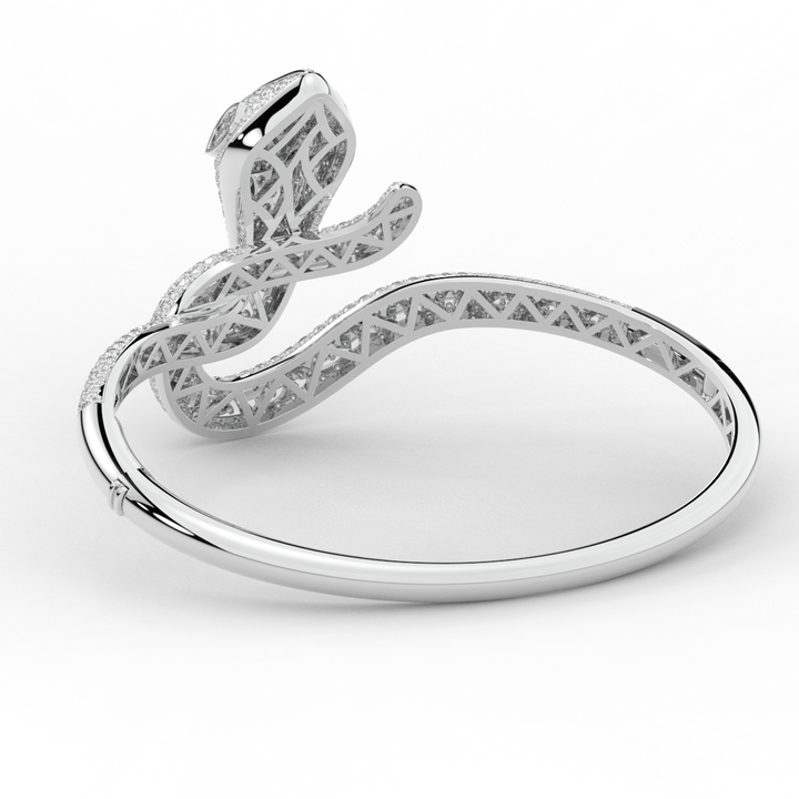 4.90CT.TW ROUND AND PEAR LAB DIAMOND SNAKE BANGLE - Nazarelle
