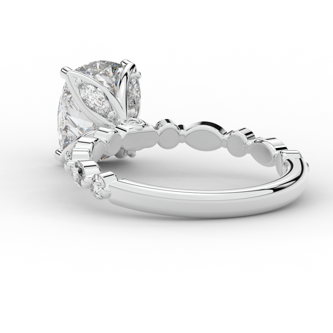 2.60CT.TW CUSHION LAB DIAMOND SOLITAIRE ENGAGEMENT RING - Nazarelle