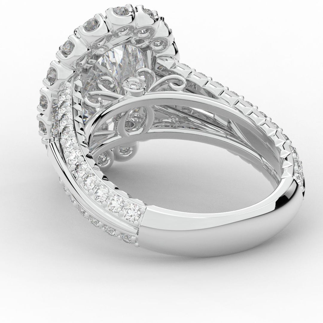 5.75CT.TW OVAL LAB DIAMOND HALO ENGAGEMENT RING - Nazarelle