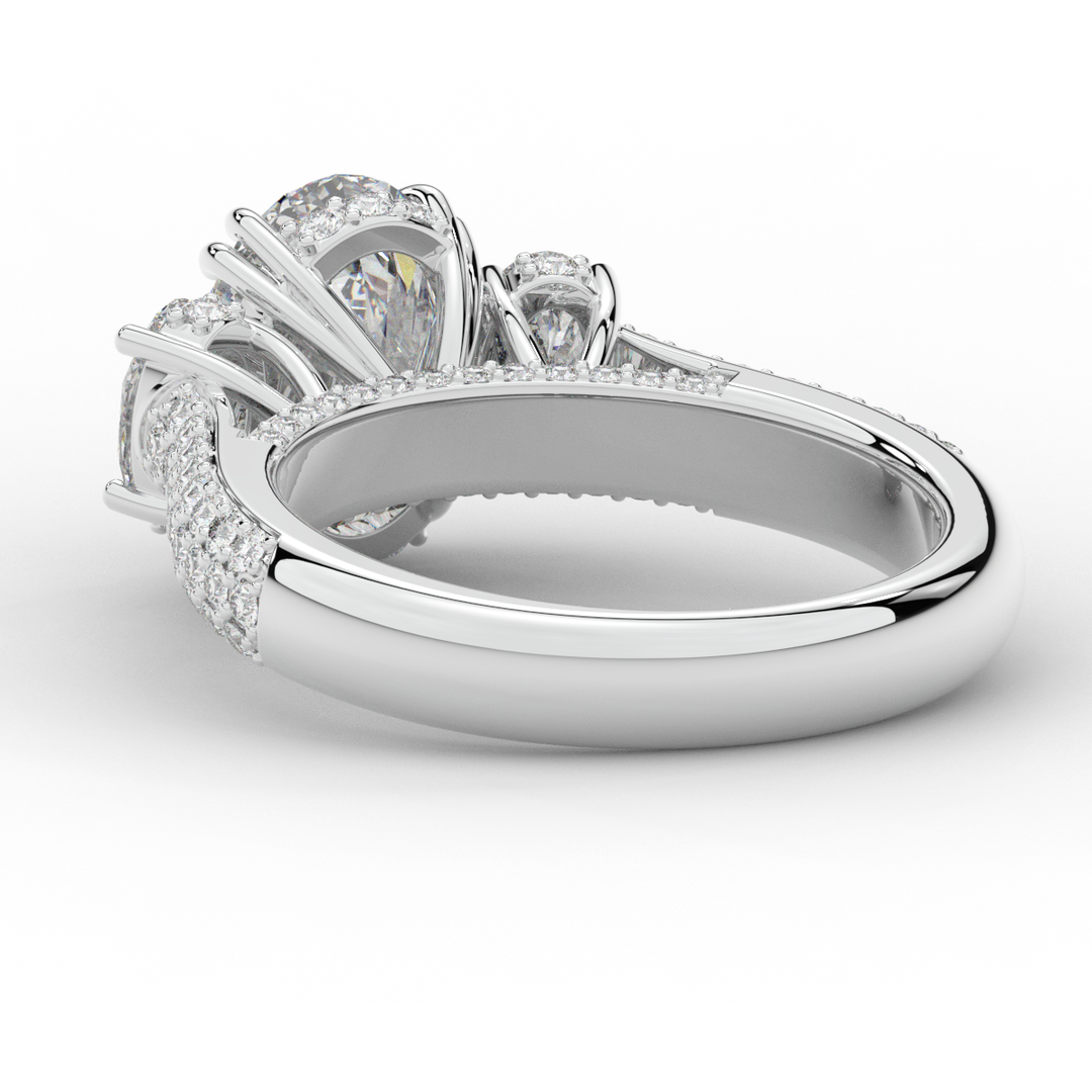 3.70CT.TW OVAL LAB DIAMOND 3 STONE ENGAGEMENT RING - Nazarelle